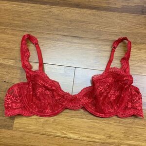 Colette &‎ Sebastian Bra womens 36B Red Juliette Lace Unlined Underwire Lingerie